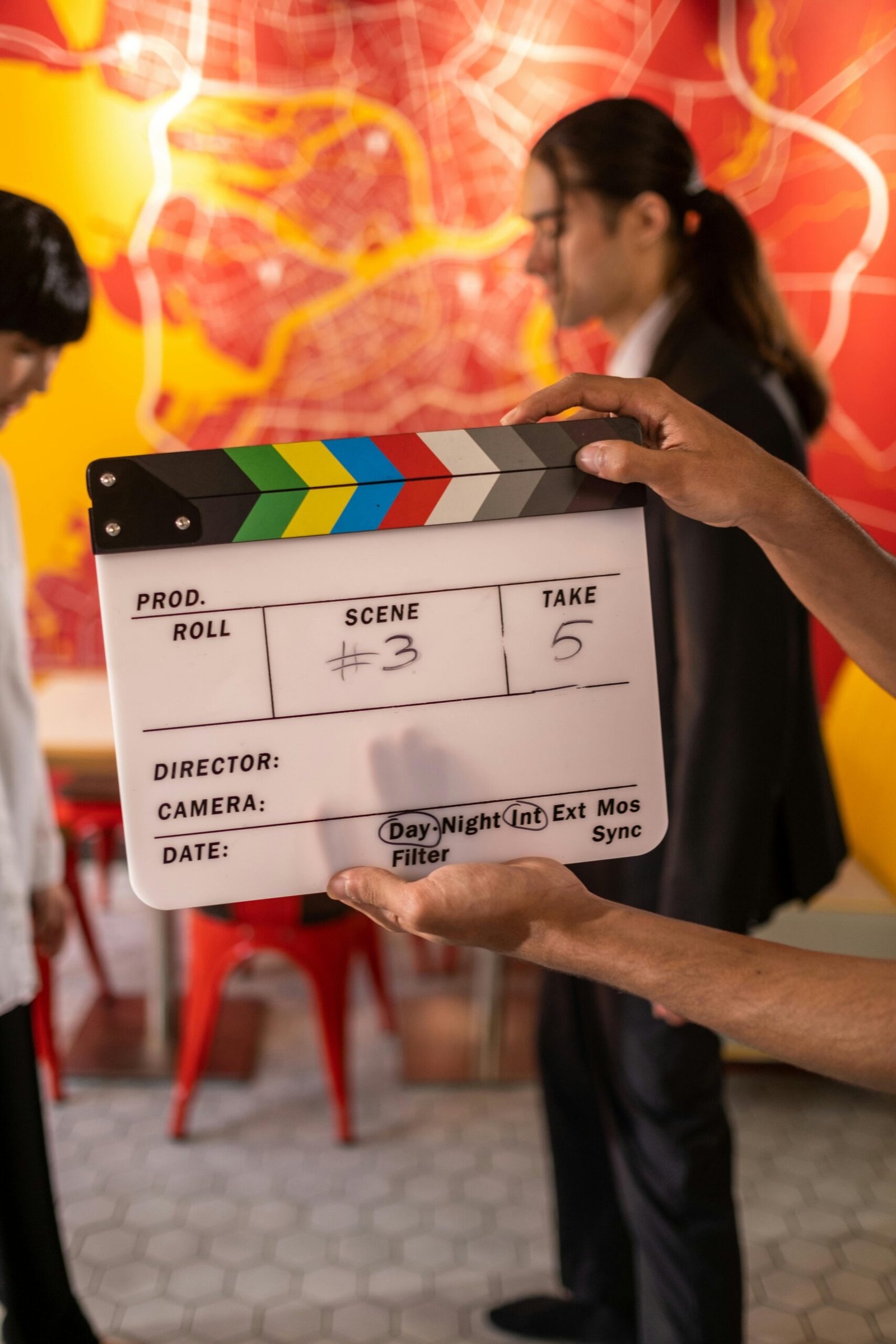 Clapperboard on set